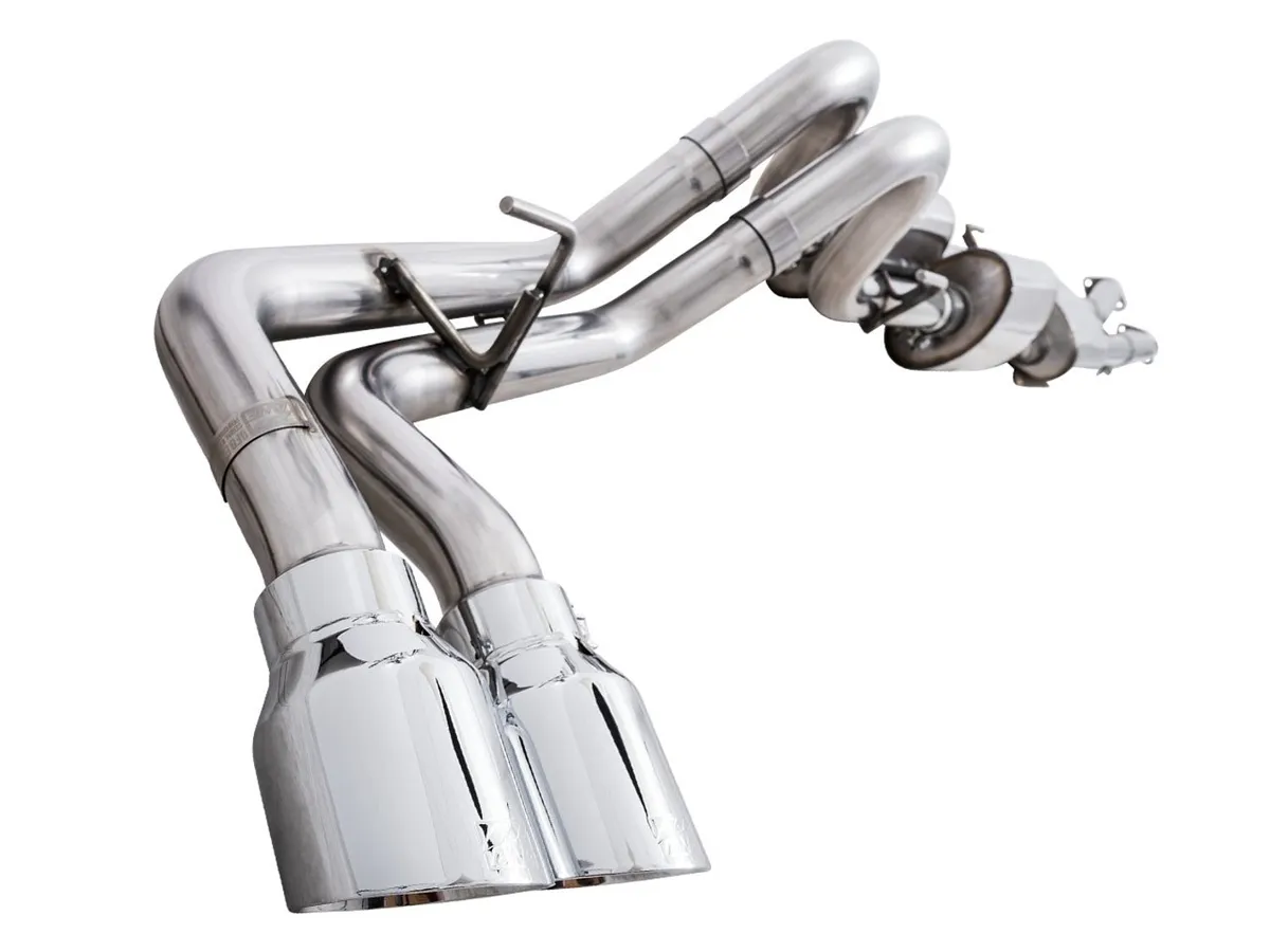 AWE 0FG Exhaust with BashGuard for 3rd Gen Tacoma - Dual Diamond Black Tips product image