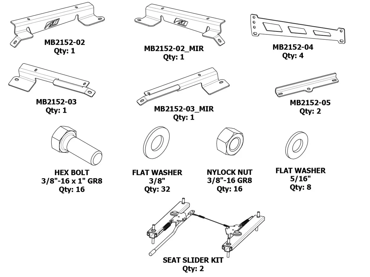 Motobilt Motobilt Adjustable Front PRP Seat Mounts - JL