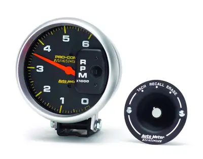 AutoMeter 5 In. Tachometer, 0-6,000 RPM Diesel, Pedestal W/Peak Memory, Pro-Comp