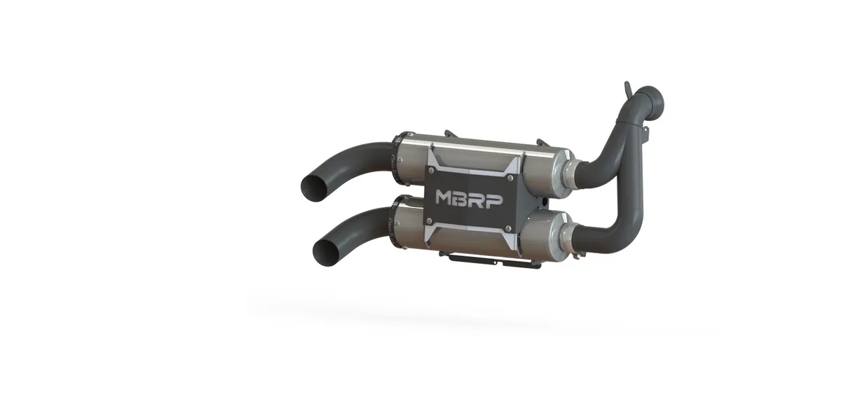ATV Exhaust System With Performance Muffler; Slip On; 304 Stainless Steel; Includes USFS Spark Arrestor; product image