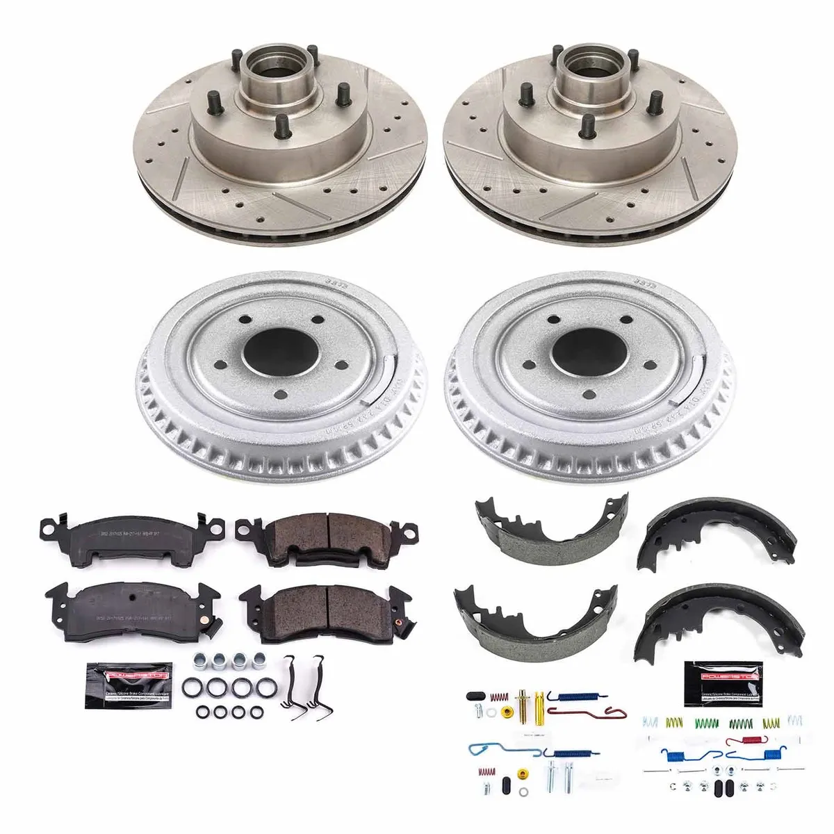 Z23 Evolution Sport Upgrade Kit: Drilled/Slotted Rotors; Carbon-Fiber Ceramic Pads W/Hardware; Coated Drums; Shoes W/Hold Down And Adjuster Kit product image