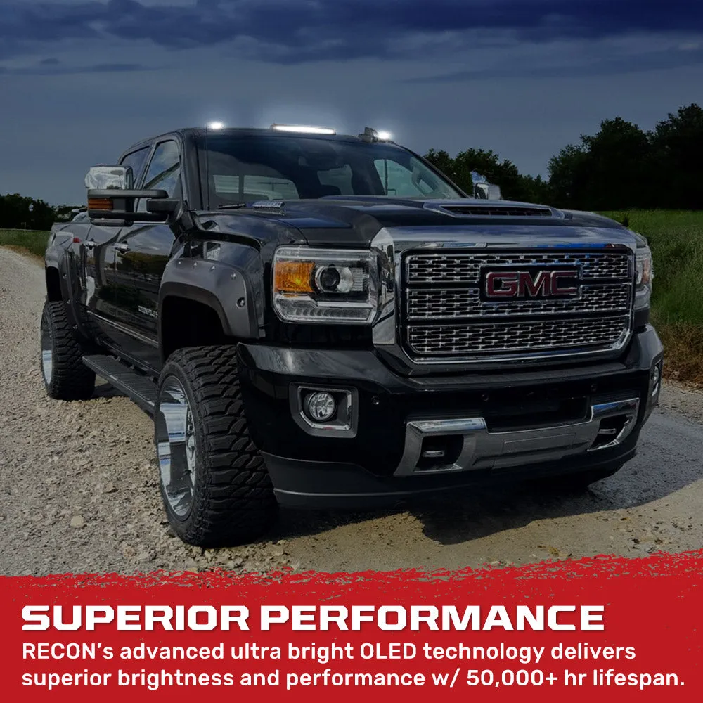 Gmc Chevy 15-19 3rd Gen Body Style Heavy-Duty 3-Piece Set Smoked Cab Roof Light Lens With 2-Way Forward Rear Facing White Ultra High-Power Leds - Plug-N-Play Installation Replaces OEM Installed Cab Roof Lights product image