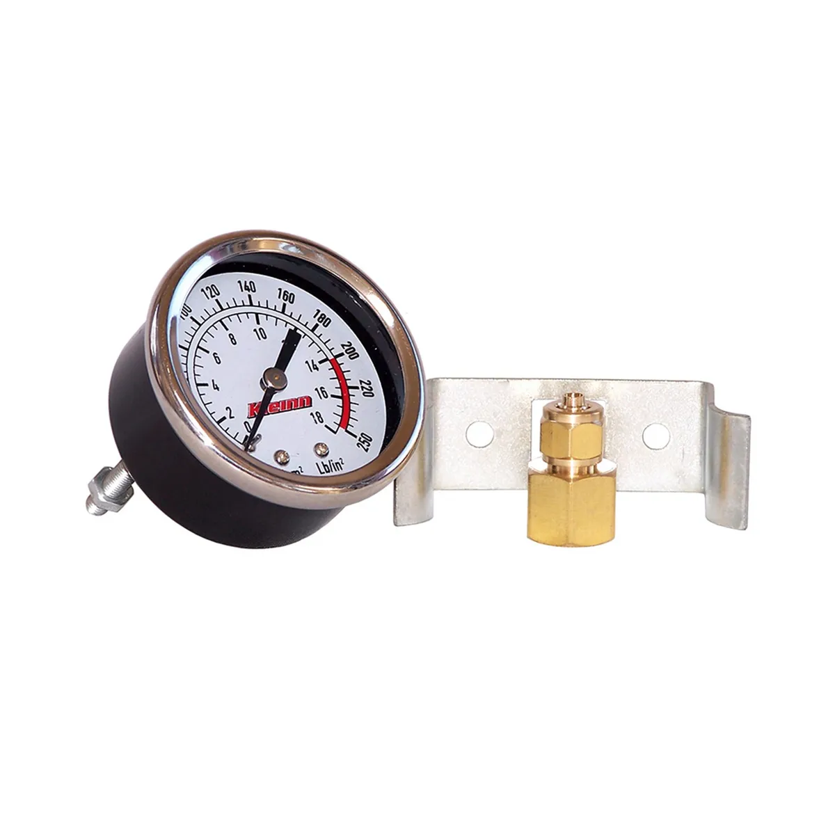 Analog Air Pressure Gauge; Dash Mount; Single Needle; 250 PSI; 1/4 in. N NPT Input; Black w/Chrome Trim; product image