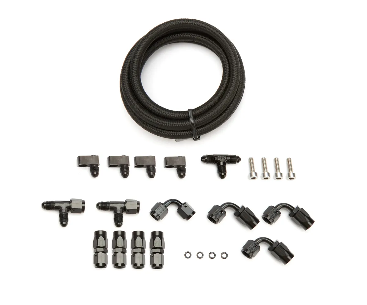 Trick Flow LS Steam Line Plumbing Kit Blk Nylon Braided