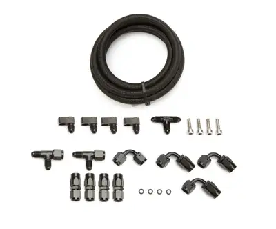 Trick Flow LS Steam Line Plumbing Kit Blk Nylon Braided