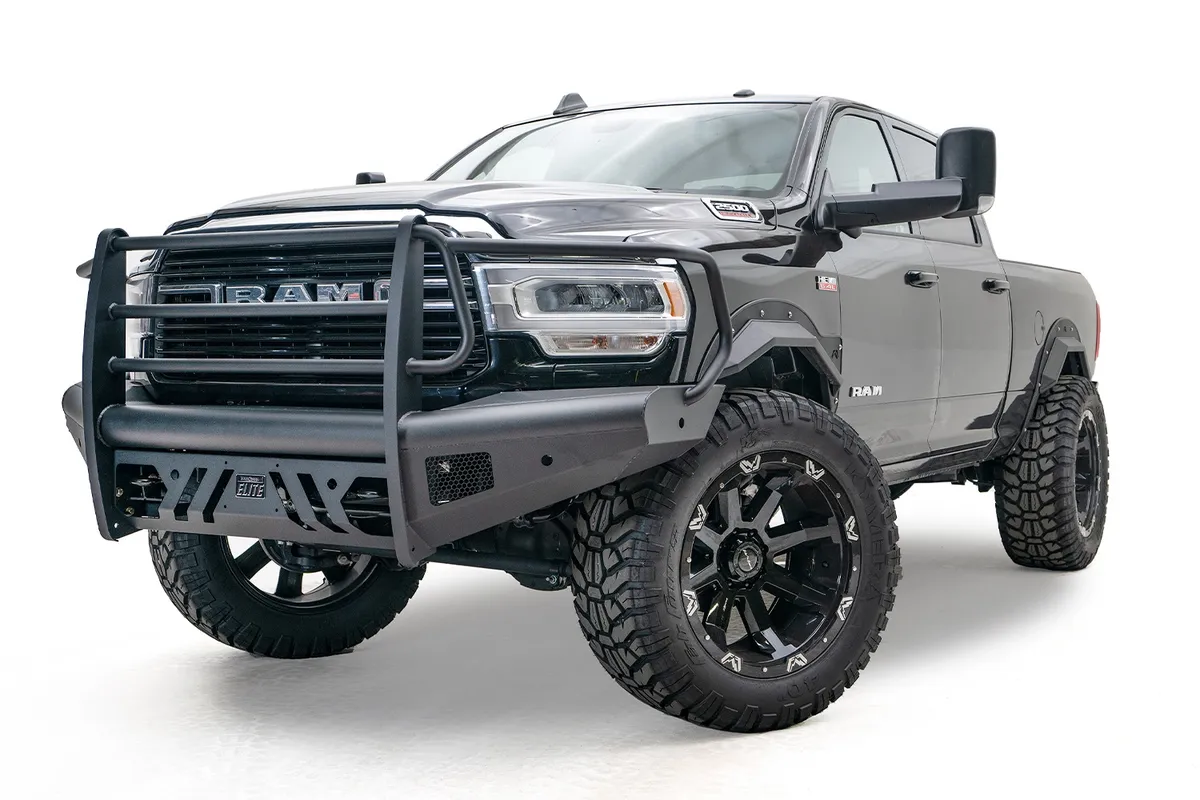 Fab Fours 1924 RAM 2500/3500 New Body Style Black Steel Elite Front Bumper w/ Full Guard