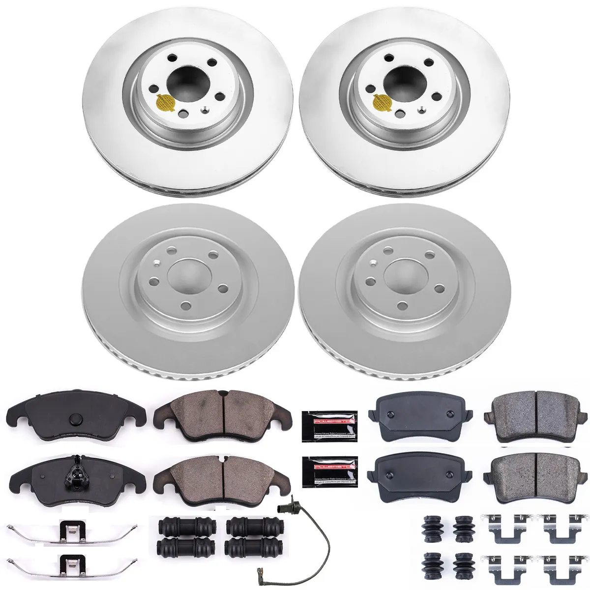 Z23 Sport Geomet Coated Rotor Kit For European Vehicles: Genuine Geomet Fully Coated Rotors; Carbon-Fiber Ceramic Pads W/Hardware; Pad Sensors product image