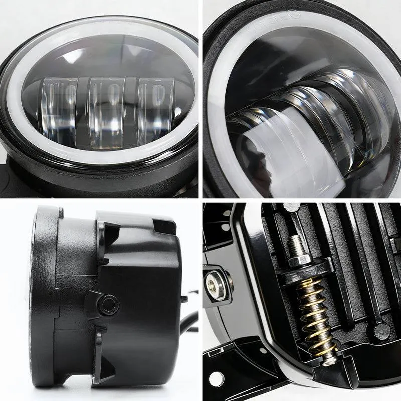"4"" Bluetooth Cree LED Fog Lights With White & RGB Halo For Jeep JK JL Jt" product image