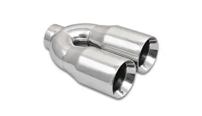 Vibrant Performance Dual 3.5in Round Stain less Tips 2.5in Inlet