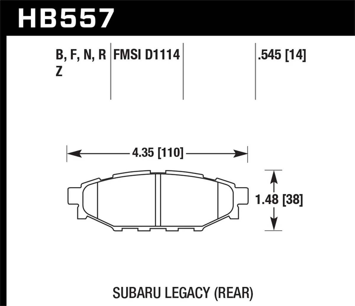 HPS 5.0 Disc Brake Pad; 0.545 Thickness; product image