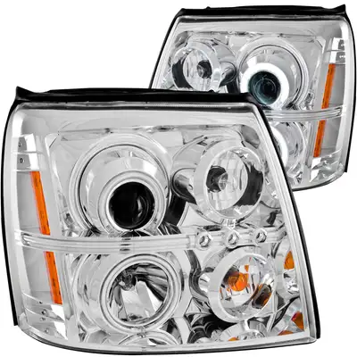 ANZO USA 2003-2006 Cadillac Escalade/Escalade Esv Projector Halo Chrome Clear Amber(Hid Compatible And Ccfl) Lighting Set