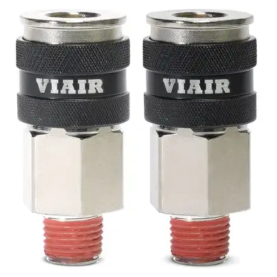 Viair Corporation "3/8"" NPT - (F) Automatic Coupler - Steel / Nickel Plated w/ black sleeve & No Logo-10pc"