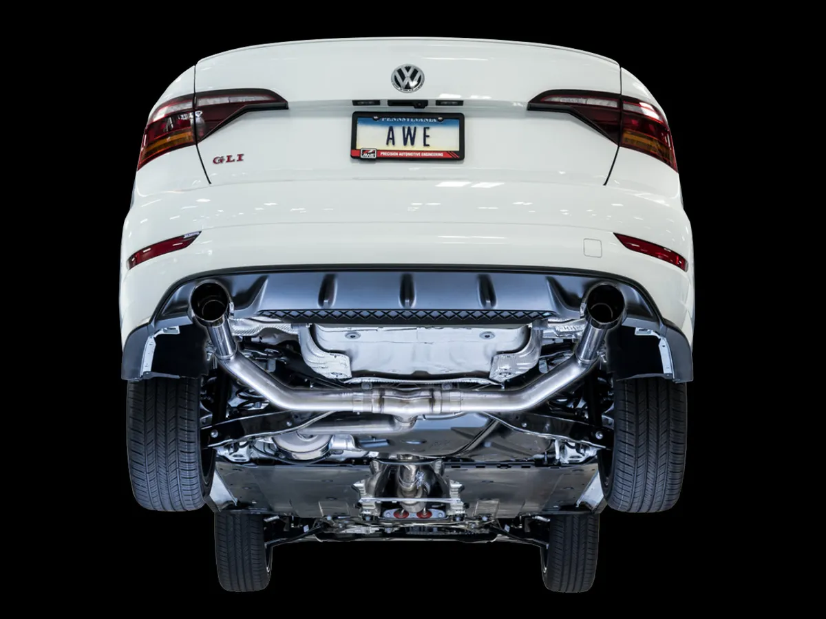 AWE Track Edition Exhaust - Non-Resonated - for MK7 Jetta GLI w/ Stock Downpipe - Chrome Silver Tips product image