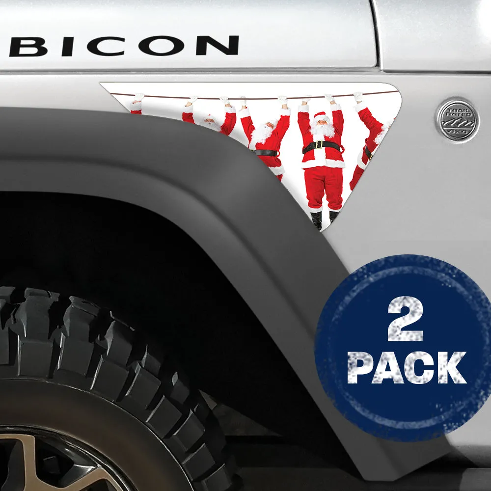Santa's on a Wire 2pc Vinyl Fender Decal product image