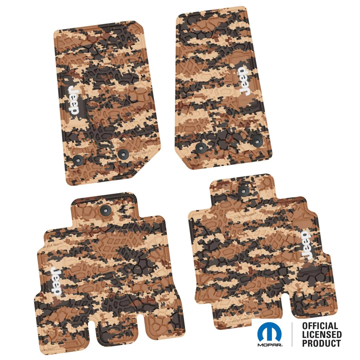 14-18 Jeep JKU 4 Dr Front and Rear -Tire Tread/Scorched Earth Scene w/ JEEP Insert - Black product image