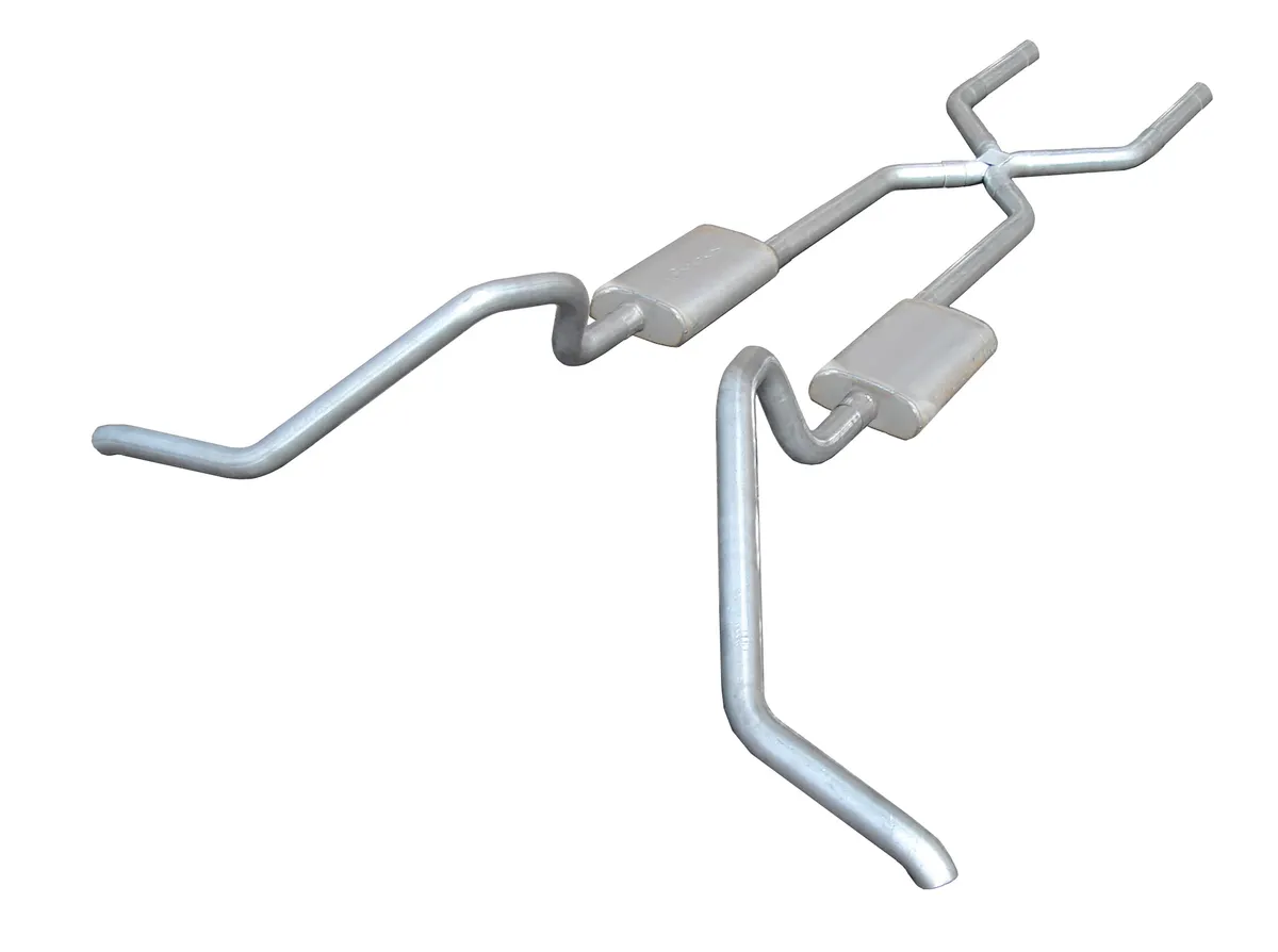 Cat Back Exhaust System 65-70 B-Body Split Side Dual Exit 2.5 in Intermediate And Tail Pipe Street Pro Muffler/Hardware Incl Tip Not Incl Natural Finish 409 Stainless Steel Pypes Exhaust product image