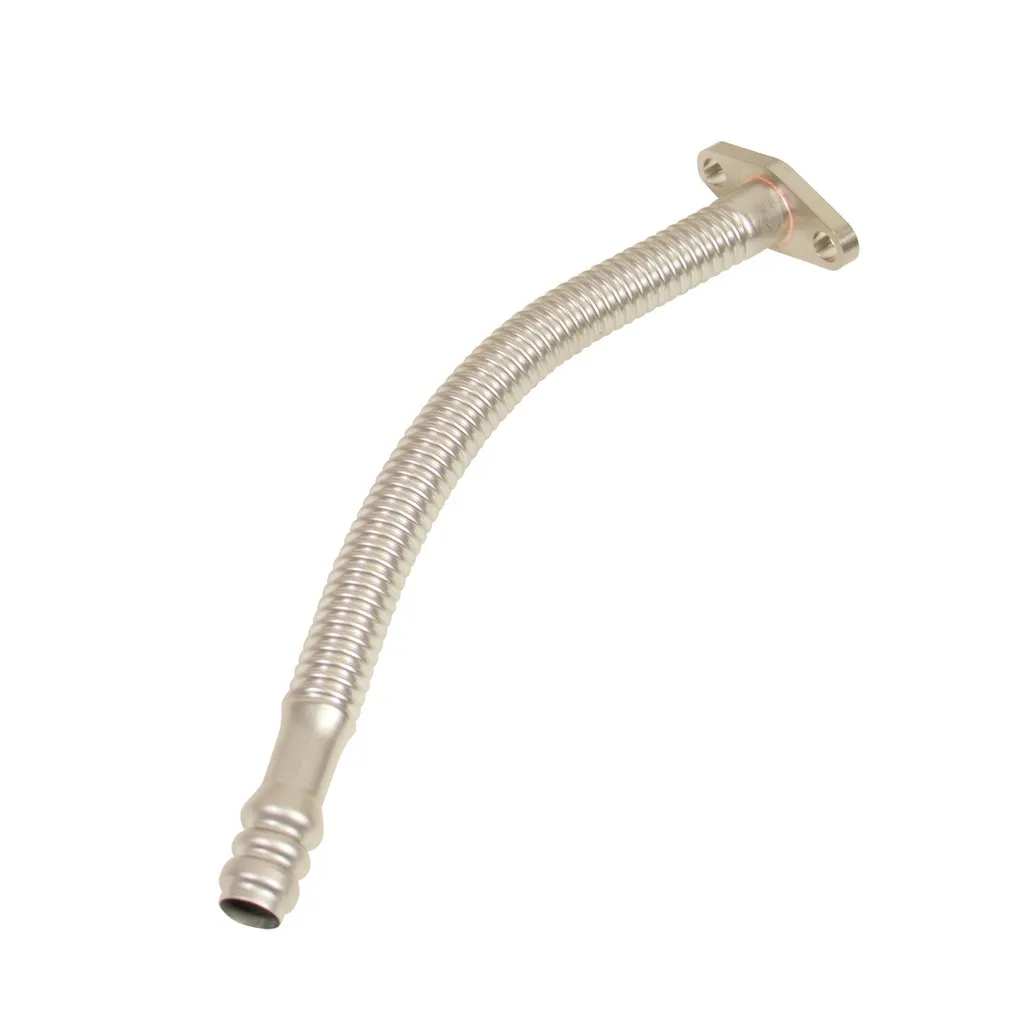 Supercharger Oil Drain Line; 12 in.; Flexible Stainless Tubing; Designed To Slip Into Cummins Oil Drain Ports; Ideal For Performance Single Or Compounded Turbo Installs; product image