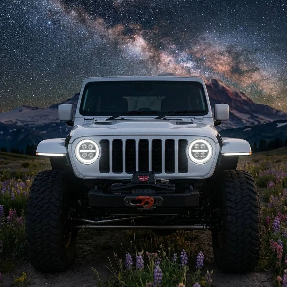 Onyx Series RGB LED Headlights for Jeep Wrangler JL & Gladiator JT – 8-Core Projector with App Control (Pre-Sale) product image
