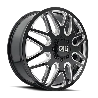 Cali Offroad Dually Wheels Invader Dually 9115D GB-M 24x8.25 Milled Spokes Gloss Black 8 On 200 Bolt Pattern 115 Offset Cali Offroad Wheels