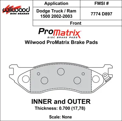 Wilwood Brakes 2002 - 2002 Dodge Original Equipment Pads - 150-D0897K