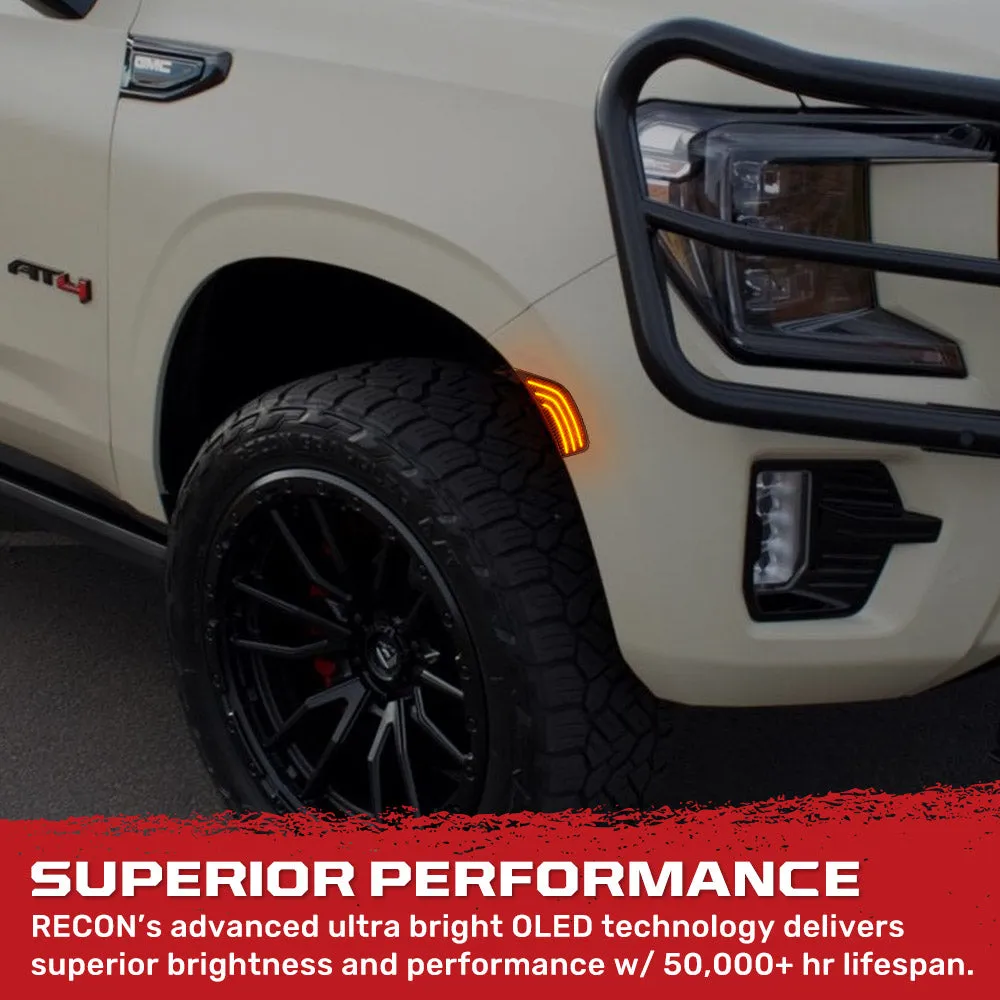 Cadillac 21-24 Escalade & Gmc 21-24 Yukon/Yukon Xl/Yukon Denali (5th Gen) & 21-24 Chevy Tahoe/Suburban (5th Gen) LED Front Fender Lens White or Amber Leds - Smoked or Clear Lens product image