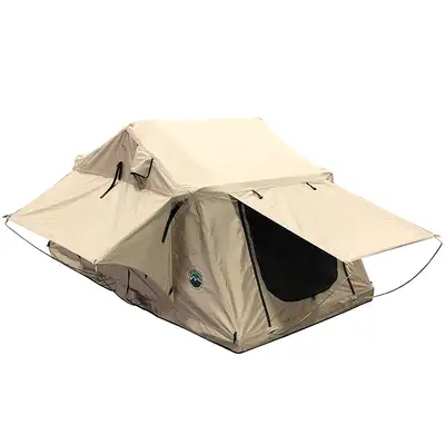 Overland Vehicle Systems Tmbk 3 Person Roof Top Tenttan Base w/ Green Rain Fly Black Alumimum Base Black Ladder