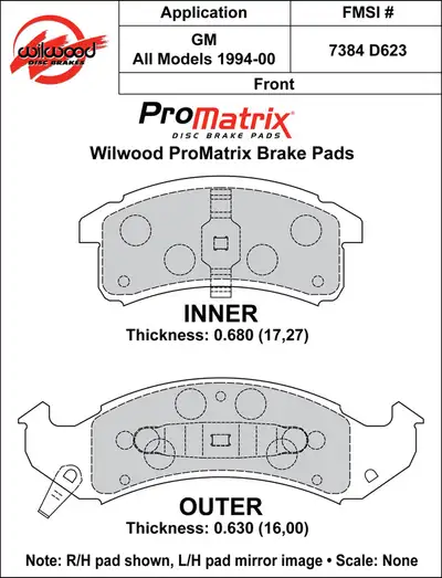 Wilwood Brakes 1994 - 1999 Buick, Cadillac, Chevrolet, Oldsmobile, Pontiac Original Equipment Pads - 150-D0623K