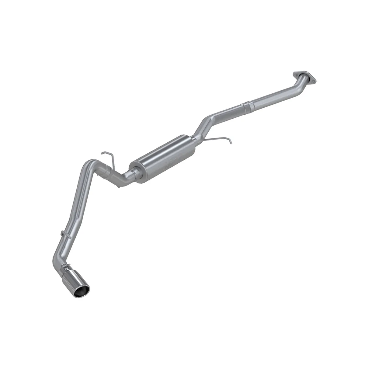 Armor Plus Cat Back Exhaust System; 3 in.; Incl. Extension Pipe/Mid Pipe/Muffler/Over Axle Pipe/Tailpipe/Hardware/4 in. OD Tip; Single Side Exit; T409 Stainless Steel; product image