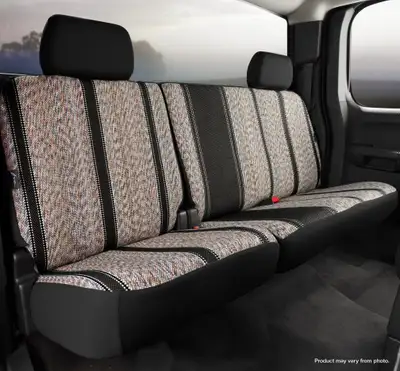 FIA Wrangler™ Custom Seat Cover; Saddle Blanket; Black; Split Seat; 60/40; Adjustable Headrests;