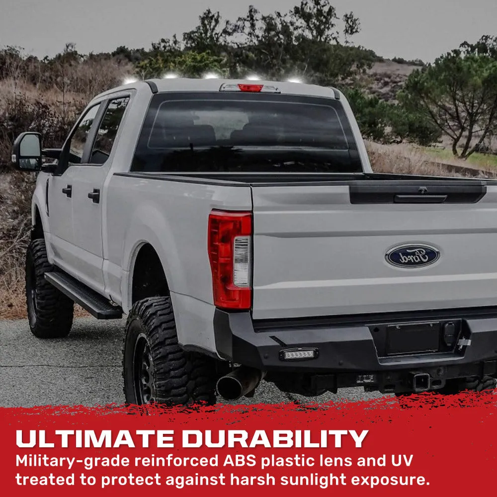 Ford 17-23 Superduty 5-Piece Set Clear Cab Roof Light Lens With 2-Way Forward Rear Facing White Ultra High-Power Leds - Attn This Cab Light Set is For a Fresh Install on a Truck That Did Not Come With OEM Cab Roof Lights no Square Hole Required - on product image