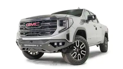 Fab Fours Vengeance Front Bumper; 2 Stage Black Powder Coated; w/No Guard; w/Sensors;