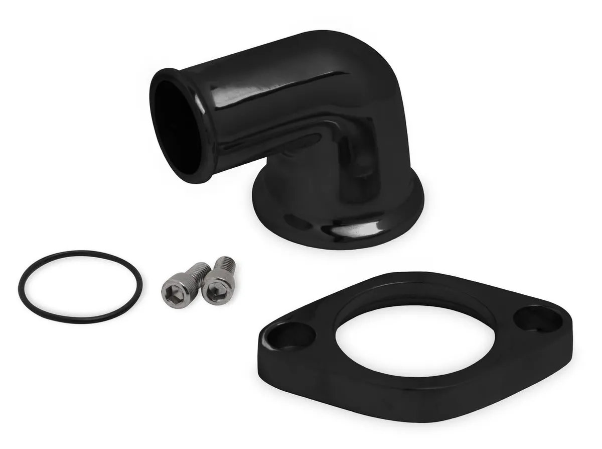 Holley Weiand Aluminum Water Outlet 90 Degree Black