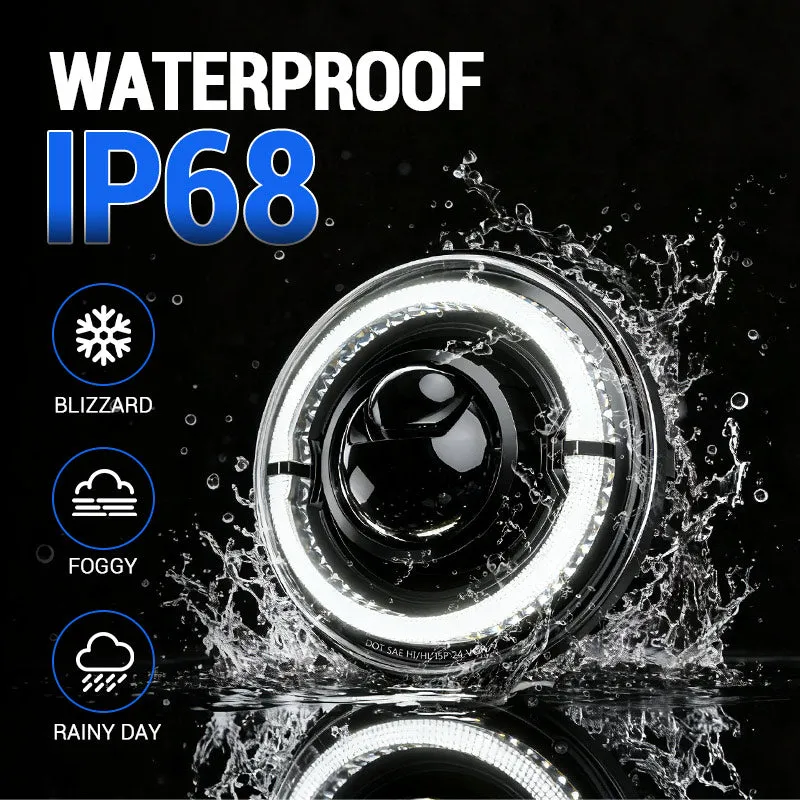 "dot Certified 7"" 80w LED Halo Headlights With DRL & Turn Signals For Jeep Wrangler JK Tj" product image