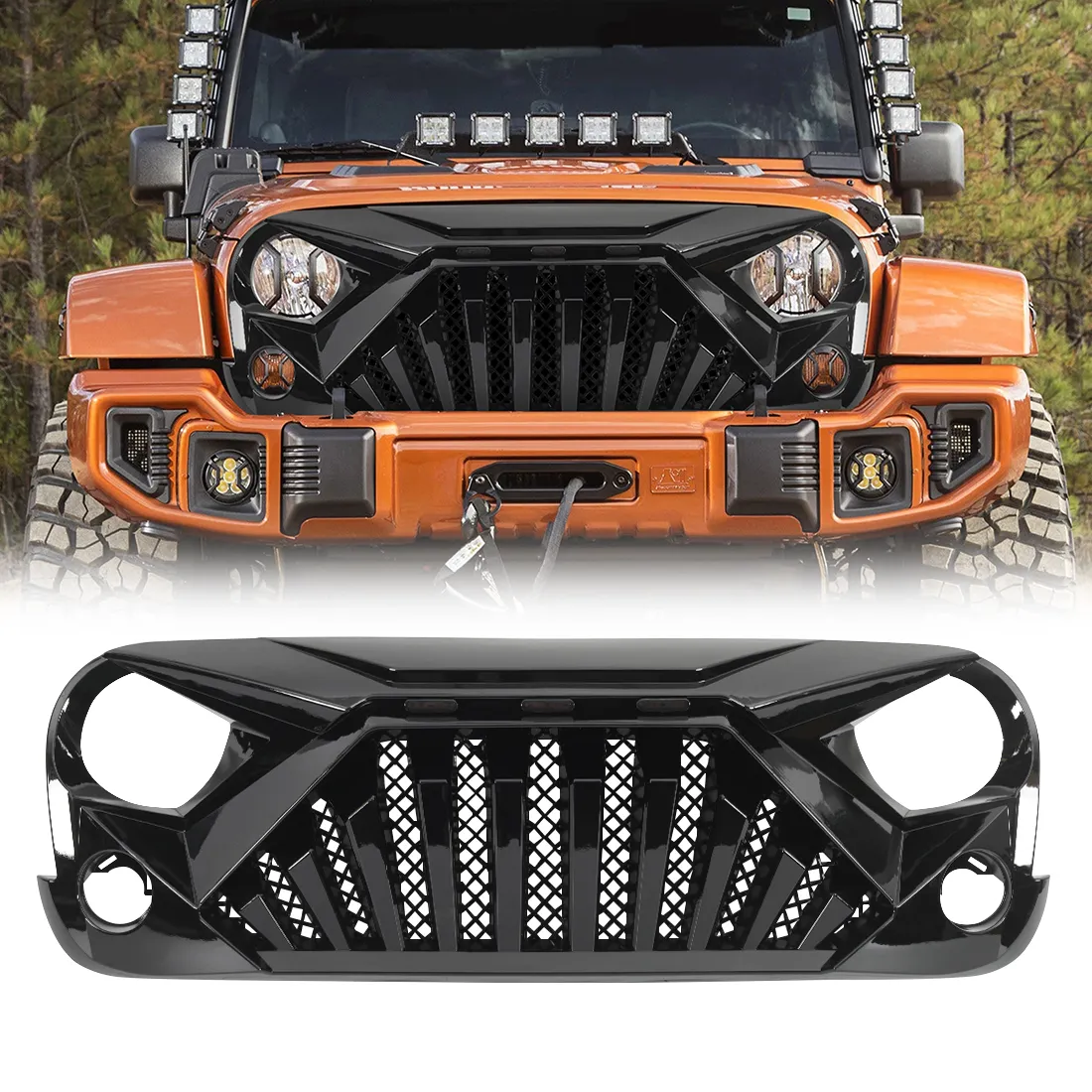 American Modified Amjpaa00129 Goliath Grille With LED Amber Lights - Glossy Black product image