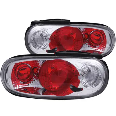 ANZO USA Tail Light Assembly; Clear Lens; Chrome Housing; Pair;