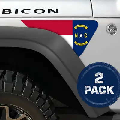 Under The Sun Inserts North Carolina State Flag 2pc Vinyl Fender Decal