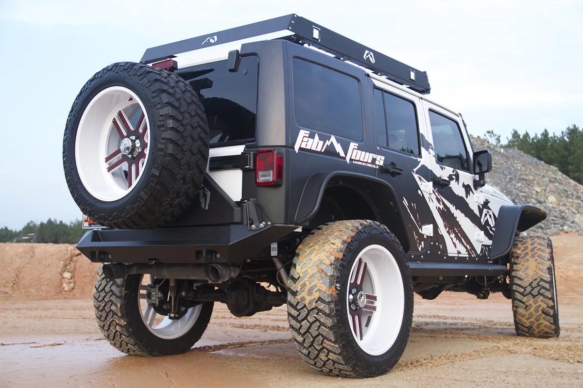 Heavy Duty Rear Bumper; 2 Stage Black Powder Coated; Incl. CB Mount; 0.75 in. D-Ring Mount; product image