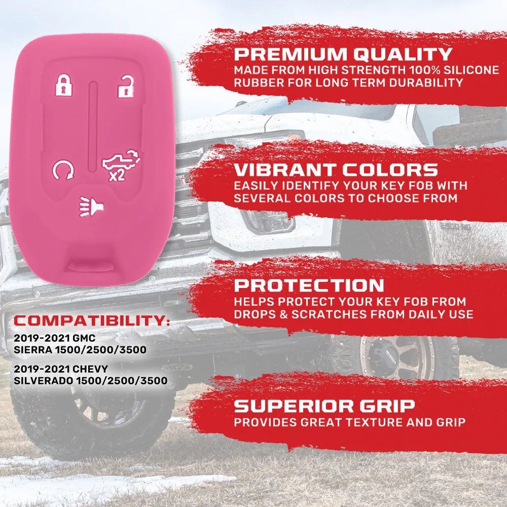 GMC & Chevy 19-21 Sierra & Silverado 1-Piece 100% Silicone Rubber Key Fob Cover - Multiple Colors product image