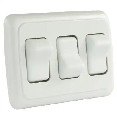 JR Products Triple Rocker Switch Assembly W/Bezel White