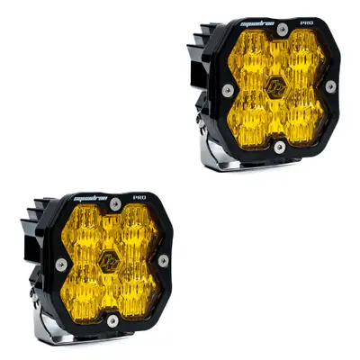Baja Designs Squadron 2.0 Pro Black LED Auxiliary Light Pod Pair (No Harness) Universal Baja Amber Wide Cornering Baja Designs