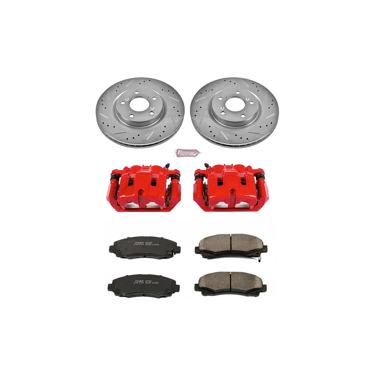 Z23 Evolution Sport Upgrade Kit: Drilled/Slotted Rotors; Carbon-Fiber Ceramic Pads; Powder Coated Calipers product image