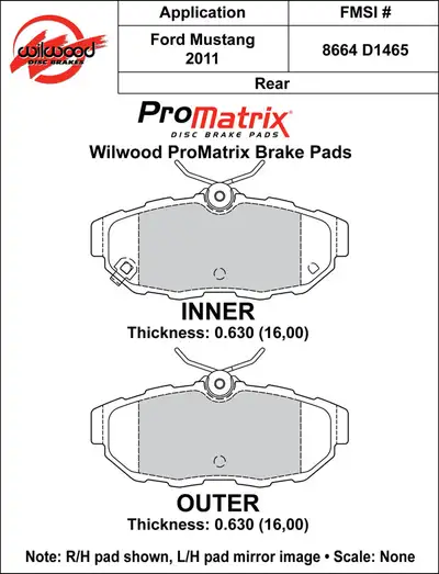 Wilwood Brakes 2011 - 2014 Ford Original Equipment Pads - 150-D1465K