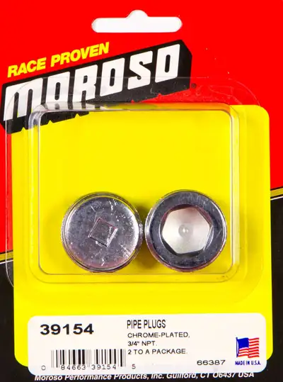 Moroso 3/4in. NPT Chrome Pipe Plug 2 Per Package