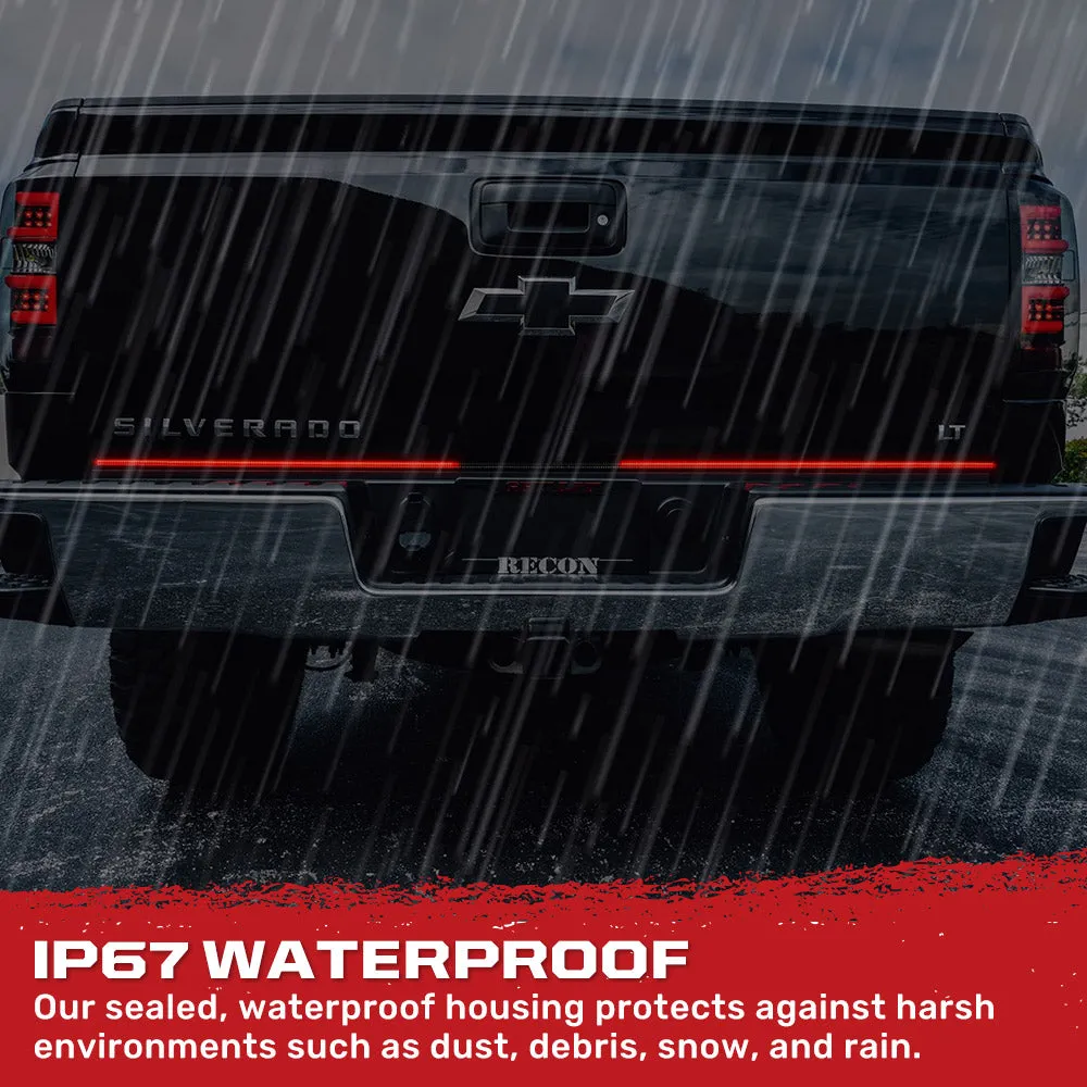 49inch Tailgate Bar w Ultra High-Power Dual Row Red Inchscanninginch LED Turn Signals And Ultra High-Power Dual Row Red LED Brakerunning Lights And Ultra High-Power Dual Row White LED Reverse Lights 49inch Bar Fits Most Flare Side And Smaller Trucks an product image