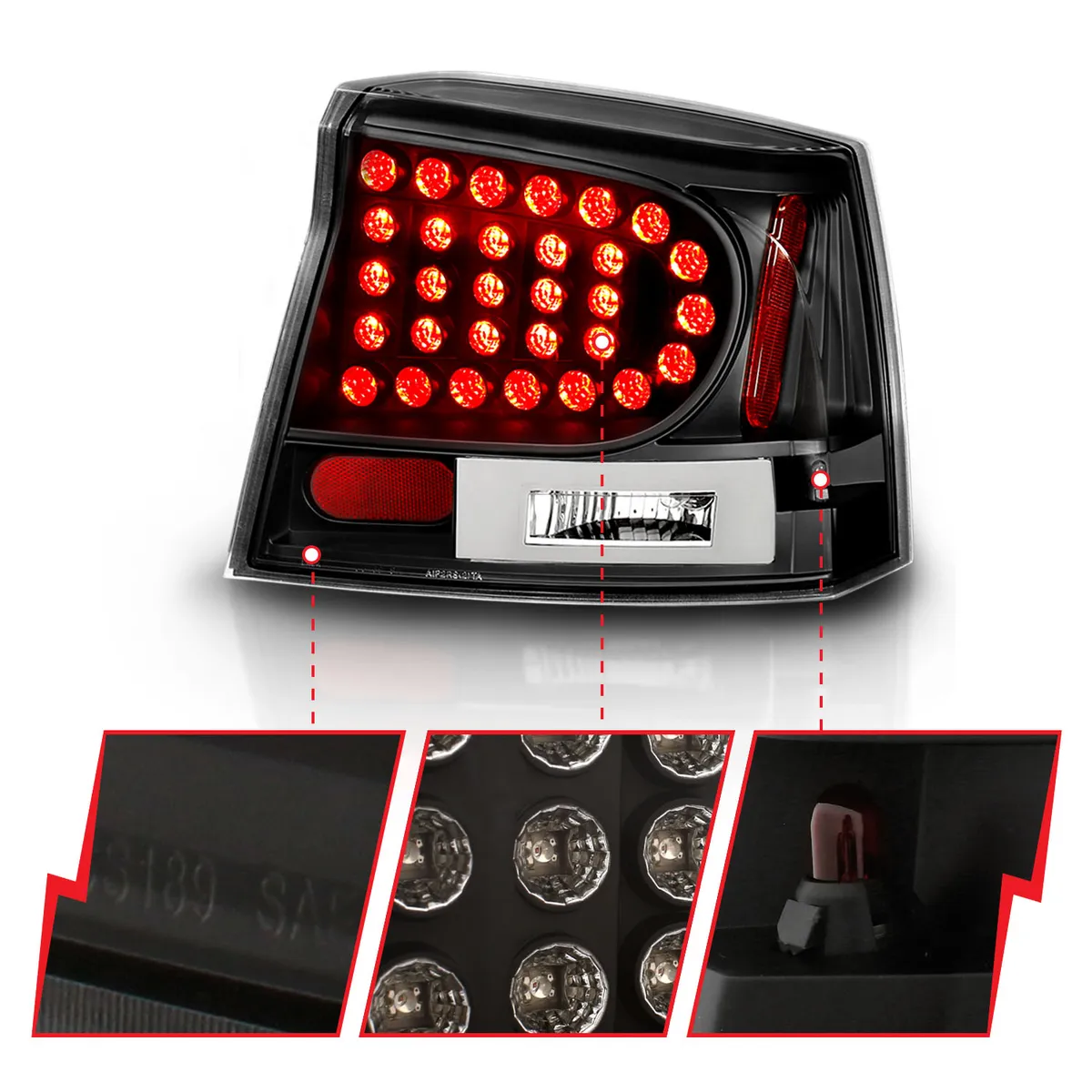 LED Tail Light Assembly; LED; Clear Lens; Black Housing; Pair; product image