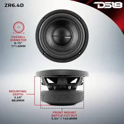 DS18 "DS18 - ZR6.4D 6"" 600 Watt 4-Ohm Car Subwoofer"