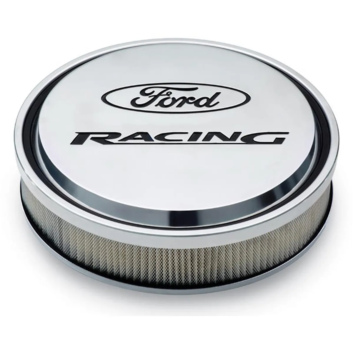 Slant-Edge Alunimum Air Cleaner Kit Polished Recessed Painted Emblems 13 Inch Ford Racing product image
