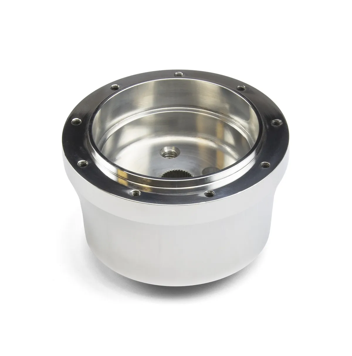 Steering Wheel Hub Adapter; Fits w/67-94 GM w/o Air Bag Flaming River Column; 9 Bolt; Polished Billet Aluminum; product image