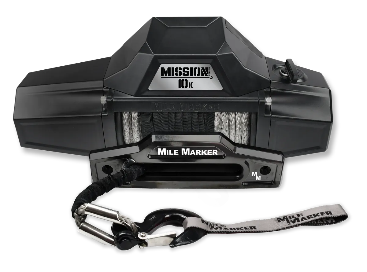 Mission 10K 10,000 lb Recovery Winch with Synthetic Rope Black Mile Marker product image