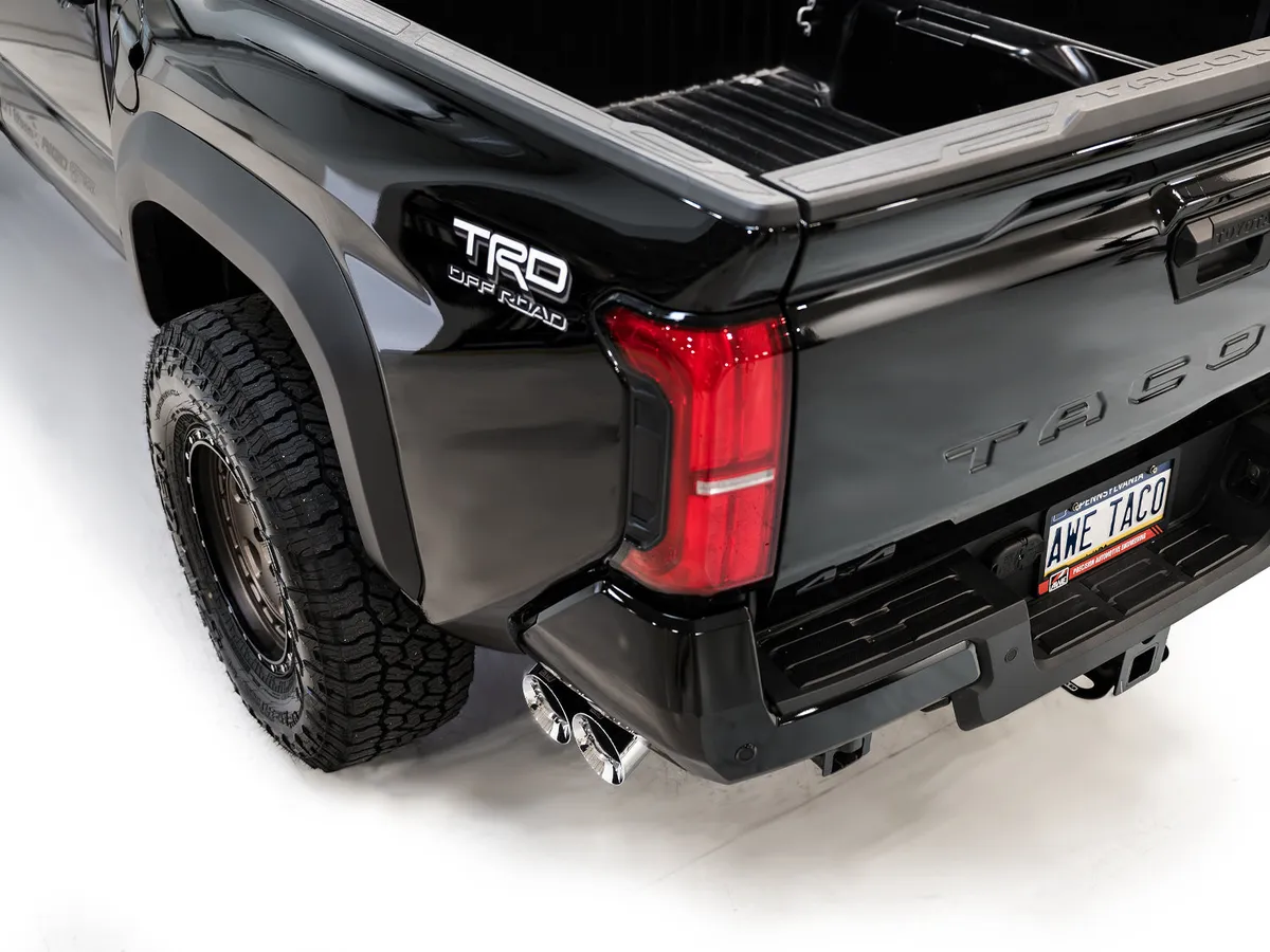 AWE 0FG Exhaust for 4th Gen Toyota Tacoma - Dual Chrome Silver Tips product image